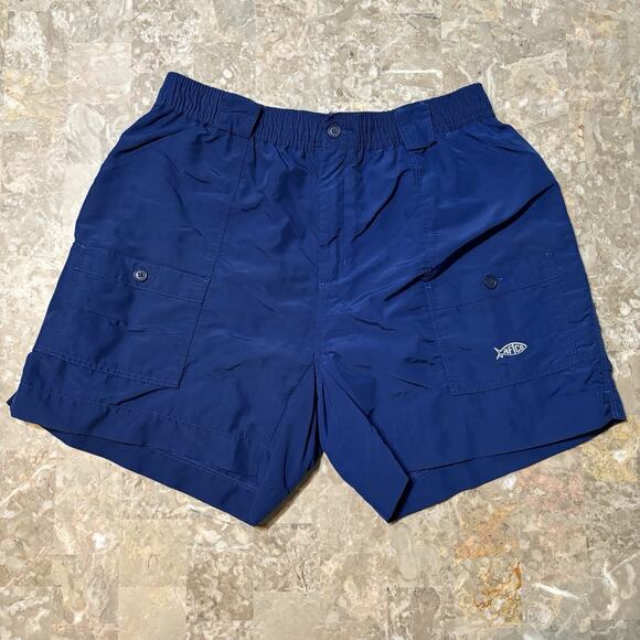 AFTCO Fishing Shorts Mens 38 Blue Cargo Nylon Bluewater 6” Inseam Nautical - Picture 1 of 9